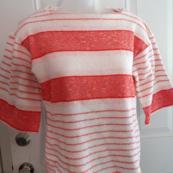 Red and White Terry Cloth Top Jo Hardin Original Texas Size Small - Picture 2 of 5